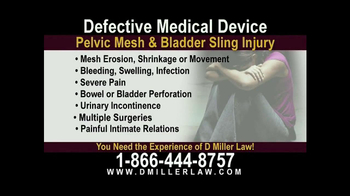 Pulaski Law Firm >> D. Miller & Associates TV Commercial, 'Pelvic Mesh, Bladder Sling Injury' - iSpot.tv Pulaski Law Firm >> D. Miller & Associates TV Commercial, 'Pelvic Mesh, Bladder Sling Injury' - iSpot.tv
