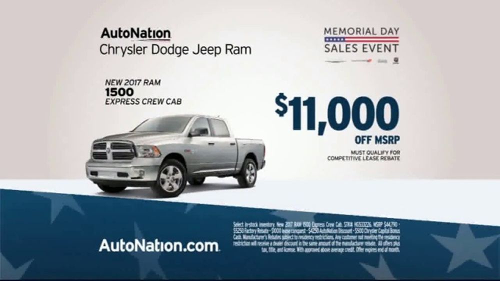 Honda Memorial Day Sale 2017 >> AutoNation Race to 11 Million Sales Event TV Commercial, '2017 Ram 1500' - iSpot.tv Honda Memorial Day Sale 2017 >> AutoNation Race to 11 Million Sales Event TV Commercial, '2017 Ram 1500' - iSpot.tv